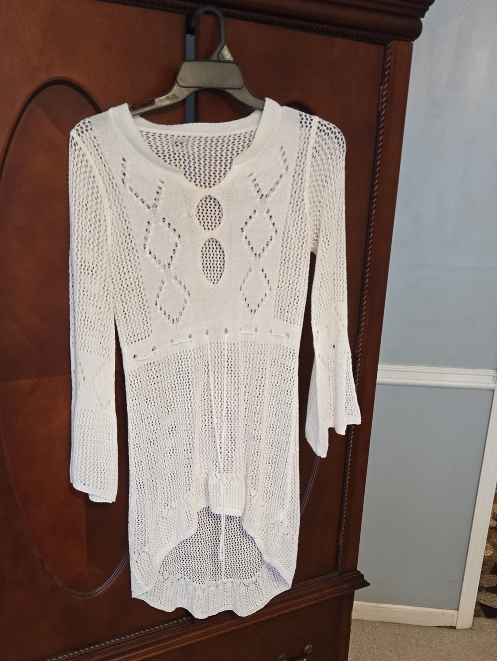 White Crochet Knit Tunic Cover-Up